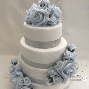 Artificial Wedding Flowers Cake Topper 3 piece Blue