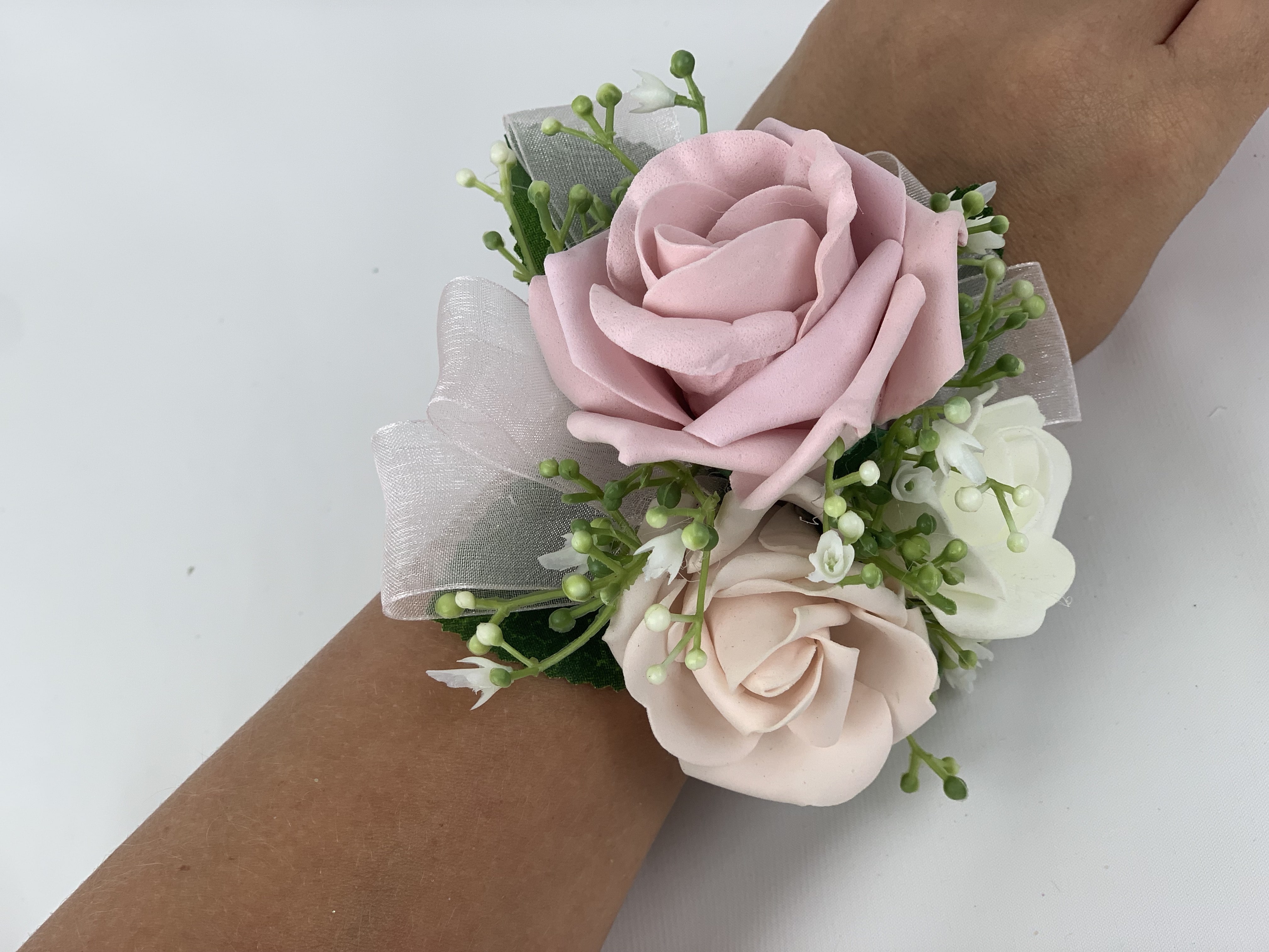 Women Wedding Bridesmaid Wrist Flowers Party Prom Corsage Bracelet Hand  Flowers - AAA Polymer