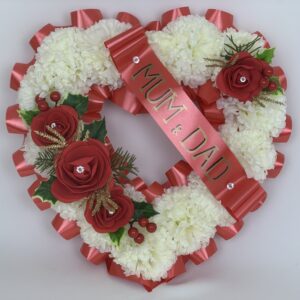 Artificial Christmas Red Heart Wreath