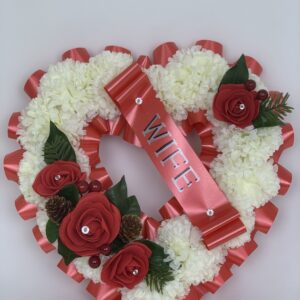 Artificial Christmas Red Heart Wreath