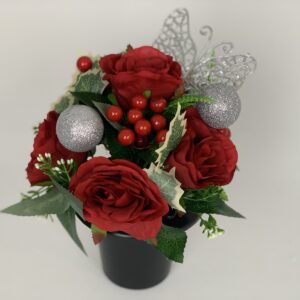 Christmas Butterfly Grave Pot Artificial Funeral Flowers