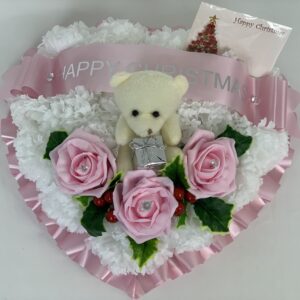 Artificial Christmas Teddy Heart Wreath