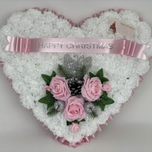 Artificial Christmas Pink Heart Wreath