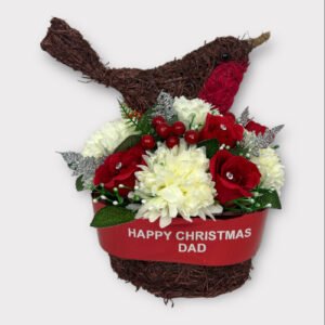 Christmas robin Grave Pot Artificial Funeral Flowers