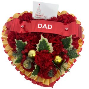 Artificial Christmas Red Heart Wreath