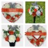 Artificial funeral heart grave wreath orange