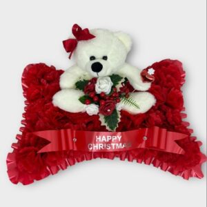 Christmas Artificial funeral children teddy bear pillow grave wreath