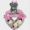 Teddy bear grave wreath pink